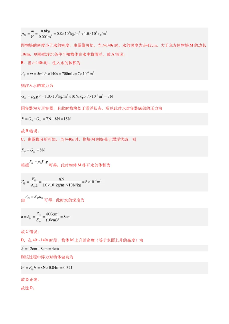 专题15物体沉浮条件及其应用（解析版）_8、物理总复习_8.中考物理总复习_2024年中考复习资料_一轮复习资料_完备战2024年中考物理一轮复习讲义练习（全国通用）