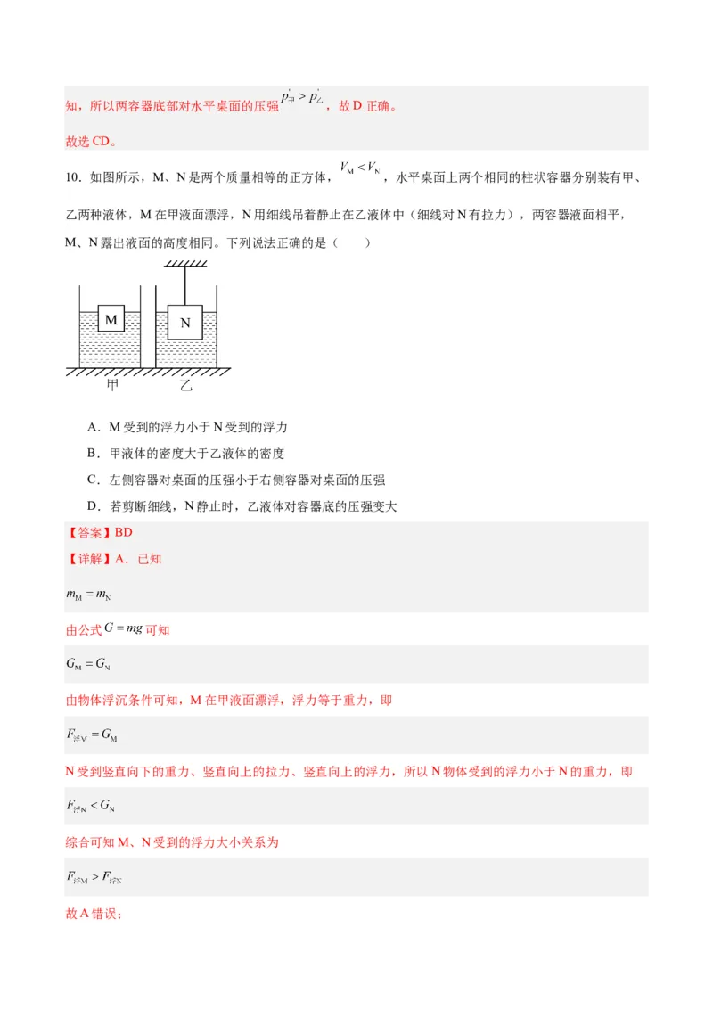 专题15物体沉浮条件及其应用（解析版）_8、物理总复习_8.中考物理总复习_2024年中考复习资料_一轮复习资料_完备战2024年中考物理一轮复习讲义练习（全国通用）