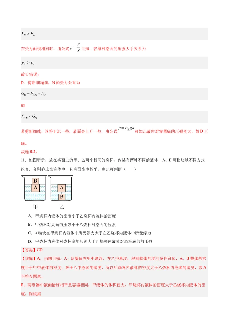 专题15物体沉浮条件及其应用（解析版）_8、物理总复习_8.中考物理总复习_2024年中考复习资料_一轮复习资料_完备战2024年中考物理一轮复习讲义练习（全国通用）