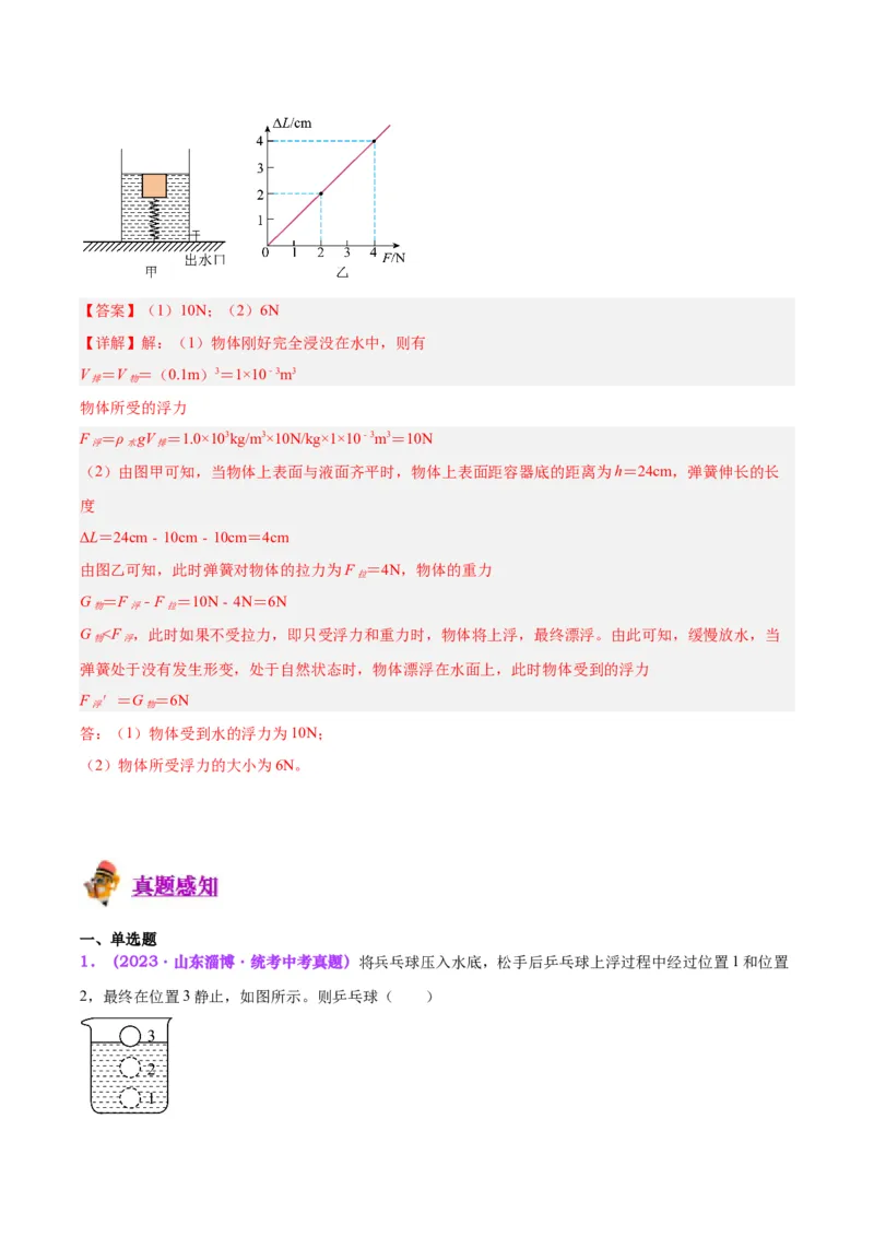 专题15物体沉浮条件及其应用（解析版）_8、物理总复习_8.中考物理总复习_2024年中考复习资料_一轮复习资料_完备战2024年中考物理一轮复习讲义练习（全国通用）
