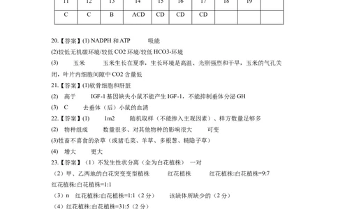 黄金卷04（参考答案）-赢在高考&middot;黄金8卷备战2024年高考生物模拟卷（江苏专用）_2024年新高考资料_4.2024高考模拟预测试卷