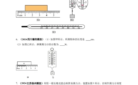 模块三实验专题29用弹簧测力计测量力（原卷版）_8、物理总复习_2025年中考复习资料_（2025中考全国通用）2024年中考物理真题分类汇编
