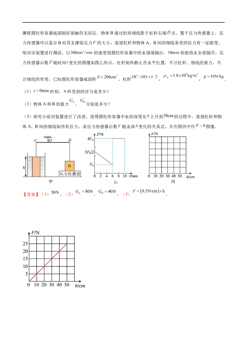 专题12力学图像（解析版）_8、物理总复习_8.中考物理总复习_2023年中考复习资料_二轮复习_备战2023年中考物理二轮四大模块针对集训（全国通用）_模块一力学