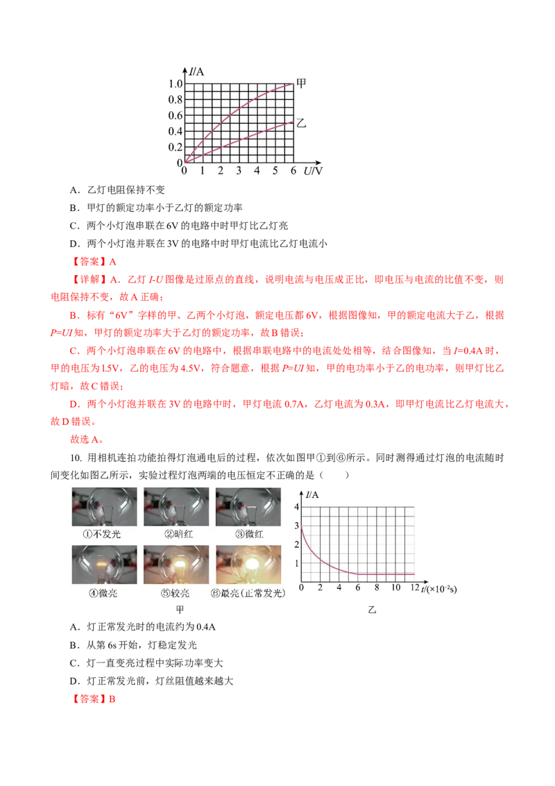 专题11电功率家庭电路（测试）解析版_8、物理总复习_8.中考物理总复习_2024年中考复习资料_二轮复习资料_完2024年中考物理二轮复习课件+讲义+练习（全国通用）