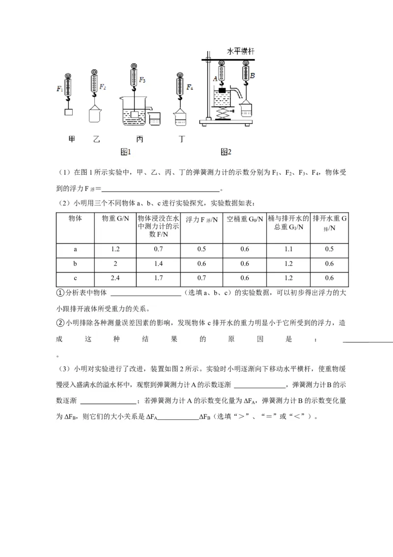 实验11探究浮力大小与排开液体所受重力的关系（原卷版）_8、物理总复习_2024年中考复习资料_二轮复习_（讲义+练习）2024年中考物理二轮题型专项复习