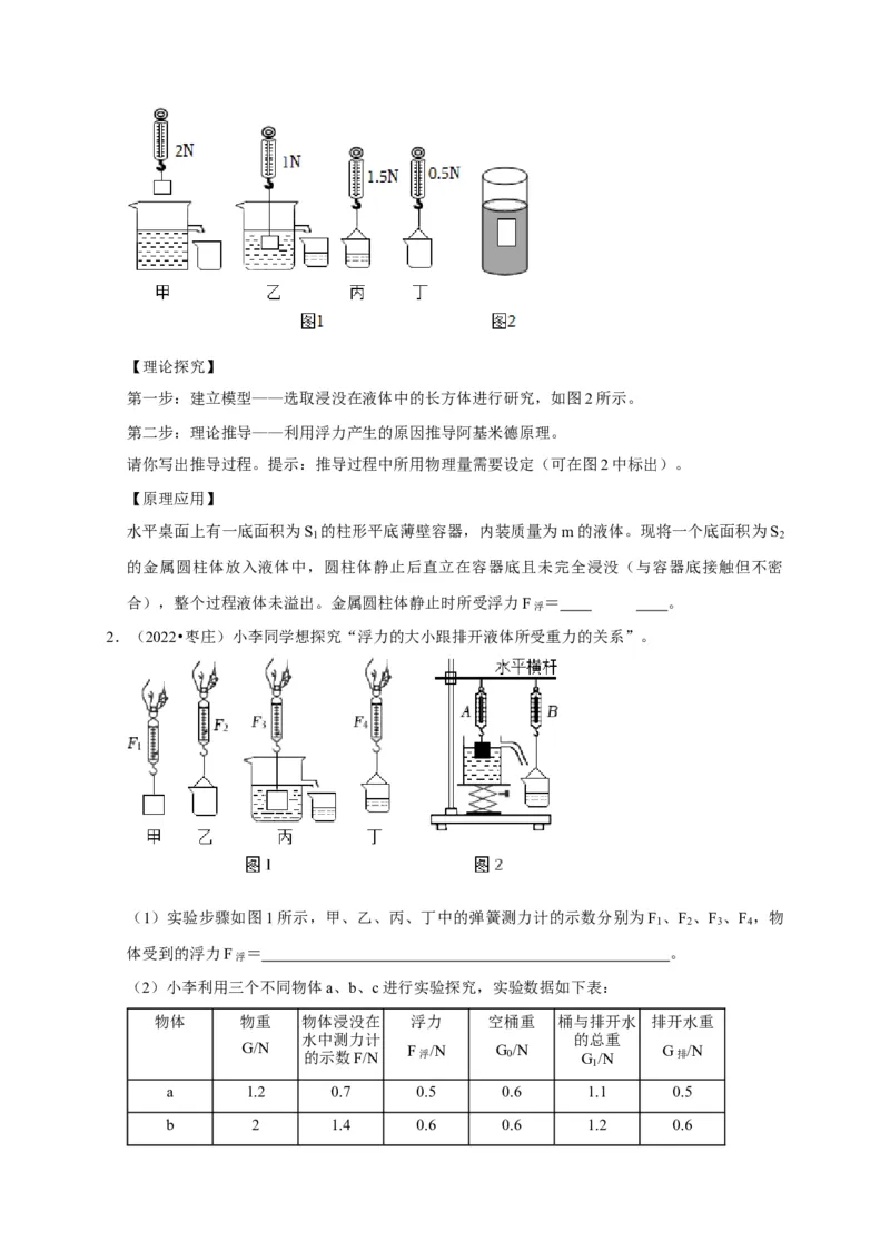 实验11探究浮力大小与排开液体所受重力的关系（原卷版）_8、物理总复习_2024年中考复习资料_二轮复习_（讲义+练习）2024年中考物理二轮题型专项复习