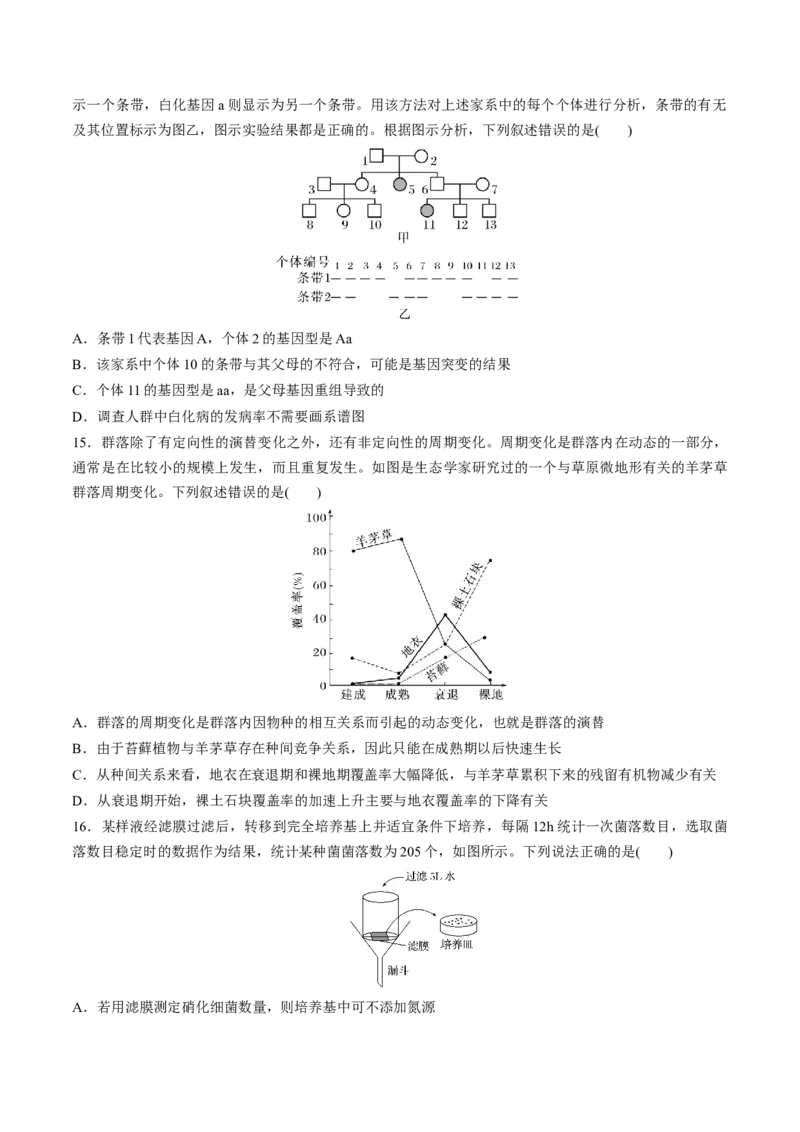 黄金卷08（考试版）-赢在高考&middot;黄金8卷备战2024年高考生物模拟卷（福建专用）_2024年新高考资料_4.2024高考模拟预测试卷