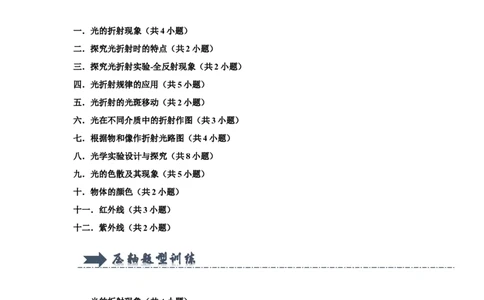 专题09《光的折射和色散》压轴培优题型训练十二大题型（原卷版）_初物_八年级上下册+九年级全一册物理_八年级物理上册_压轴题训练