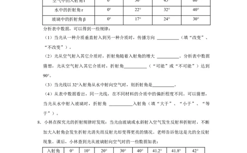 专题09《光的折射和色散》压轴培优题型训练十二大题型（原卷版）_初物_八年级上下册+九年级全一册物理_八年级物理上册_压轴题训练