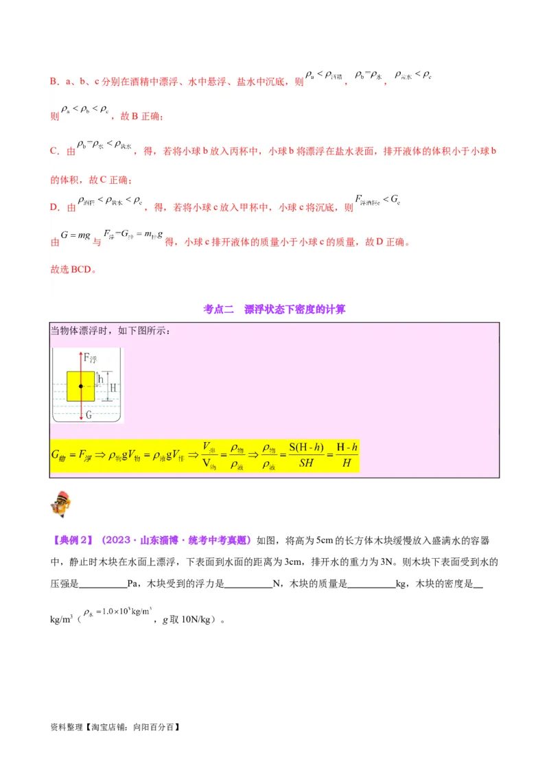专题15物体沉浮条件及其应用（解析版）_8、物理总复习_2024年中考复习资料_一轮复习_完备战2024年中考物理一轮复习考点帮（全国通用）_教师版（含答案解析）