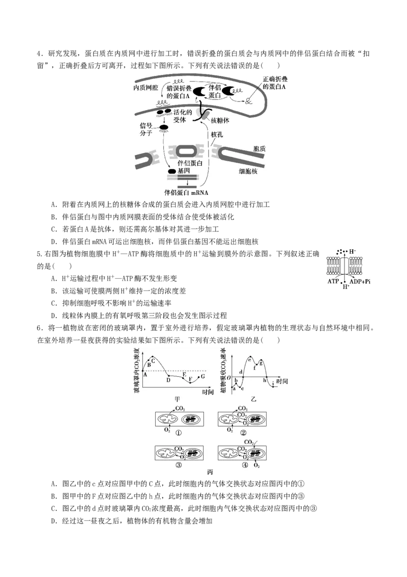黄金卷06（考试版）-赢在高考&middot;黄金8卷备战2024年高考生物模拟卷（湖北专用）_2024年新高考资料_4.2024高考模拟预测试卷