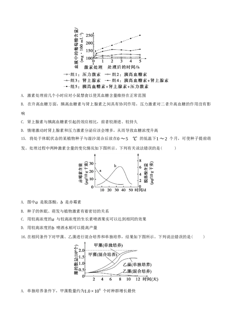 黄金卷06（考试版）-赢在高考&middot;黄金8卷备战2024年高考生物模拟卷（湖北专用）_2024年新高考资料_4.2024高考模拟预测试卷