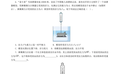 专题11浮力（7题型）（练习）（原卷版）_8、物理总复习_8.中考物理总复习_2024年中考复习资料_一轮复习资料_完2024年中考物理一轮复习课件+讲义+练习（全国通用）