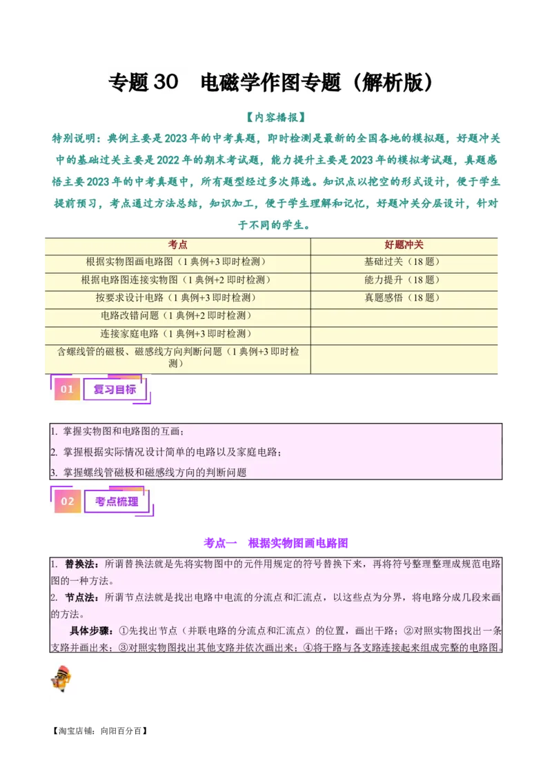 专题30电磁学作图专题（解析版）_8、物理总复习_2024年中考复习资料_一轮复习_完备战2024年中考物理一轮复习考点帮（全国通用）_教师版（含答案解析）