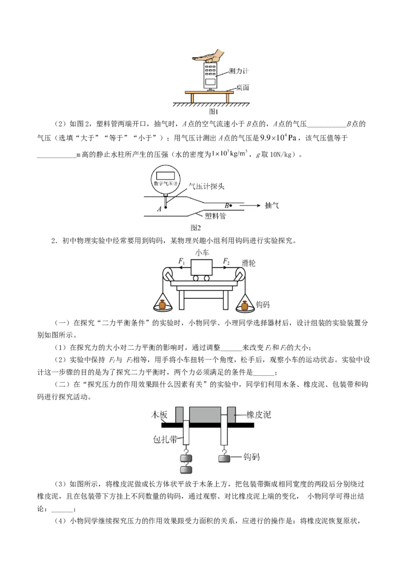 专题10压强（8题型）（练习）（原卷版）_8、物理总复习_2024年中考复习资料_一轮复习_课件+讲义+练习2024年中考物理一轮复习讲练测（全国通用）_配套练习（原卷版+解析版）
