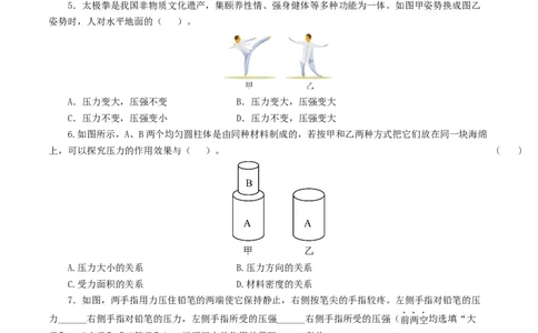 专题10压强（8题型）（练习）（原卷版）_8、物理总复习_2024年中考复习资料_一轮复习_课件+讲义+练习2024年中考物理一轮复习讲练测（全国通用）_配套练习（原卷版+解析版）