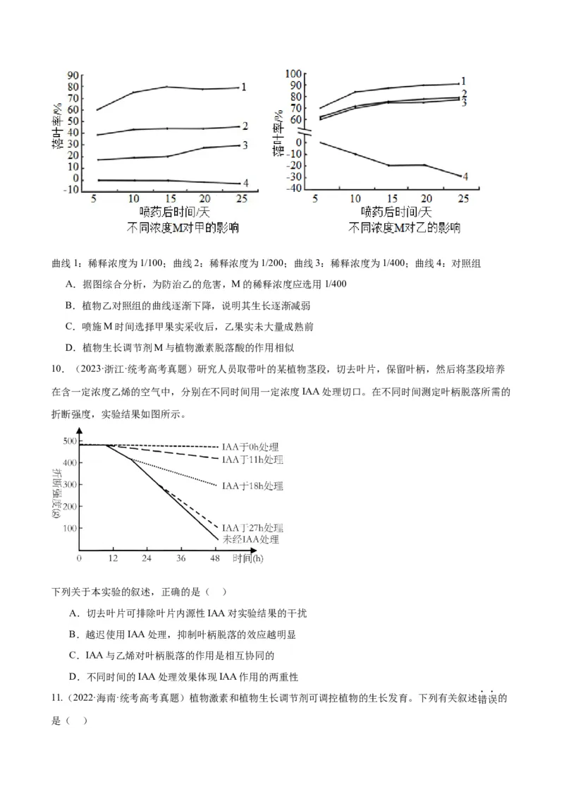 专题08植物生命活动的调节（分层练）（原卷版）_新高考复习资料_2024年新高考复习资料_二轮复习资料_高频考点解密2024年高考生物二轮复习高频考点追踪与预测（新高考专用）