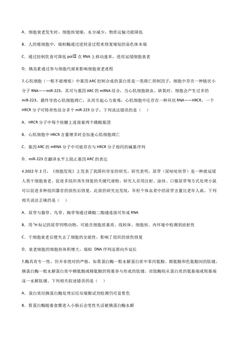 黄金卷04（考试版）-赢在高考&middot;黄金8卷备战2024年高考生物模拟卷（山东专用）_2024年新高考资料_4.2024高考模拟预测试卷