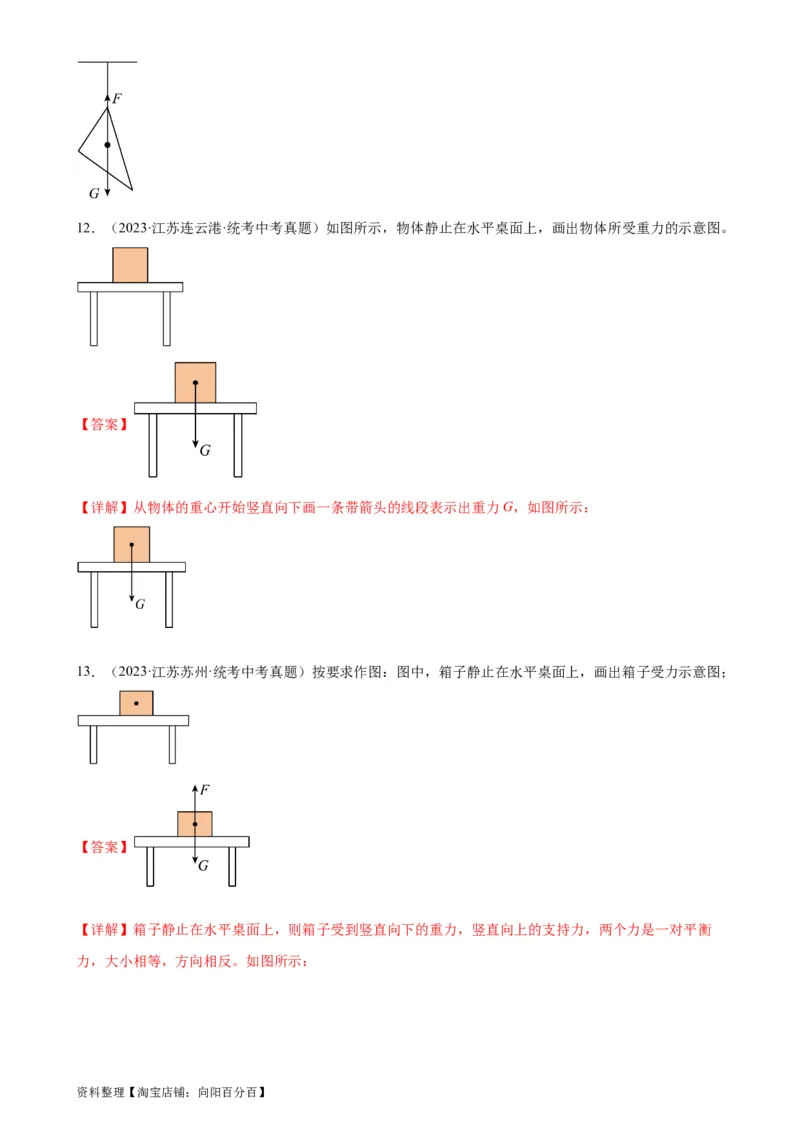 专题7力7.3重力（教师版）_8、物理总复习_2024年中考复习资料_专项复习资料_完三年（2021&mdash;2023）中考真题分项精编（全国通用）_教师版（含答案解析，目录与学生版一致）