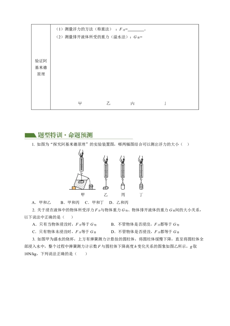 专题07浮力（讲练）原卷版_8、物理总复习_8.中考物理总复习_2024年中考复习资料_二轮复习资料_完2024年中考物理二轮复习课件+讲义+练习（全国通用）_模块二（力学）