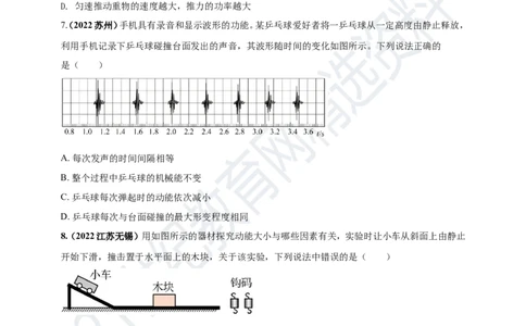 专题12机械功和机械能问题（原卷版）_8、物理总复习_8.中考物理总复习_2023年中考复习资料_专项复习_2023年用小微专题精准练助力中考物理四点问题大突破