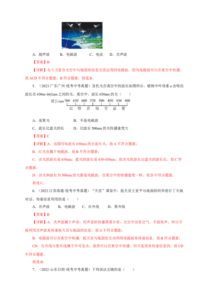 专题20信息的传递能源（真题训练）-2024物理中考一轮复习精品资料（解析版）_8、物理总复习_2024年中考复习资料_一轮复习_更新2024年中考物理一轮复习精品资料_配套练习