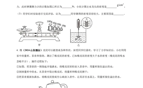 模块四应用专题48特殊方法测量物质密度（原卷版）_8、物理总复习_2025年中考复习资料_（2025中考全国通用）2024年中考物理真题分类汇编