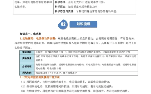 课时18.2电功率（教师版）_初物_八年级上下册+九年级全一册物理_九年级物理全一册_讲义_2024版