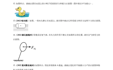 专题25力学做图重点问题（原卷版）_8、物理总复习_8.中考物理总复习_2023年中考复习资料_二轮复习_2023年二轮复习小微专题精准练助力中考物理四点问题大突破（通用版）