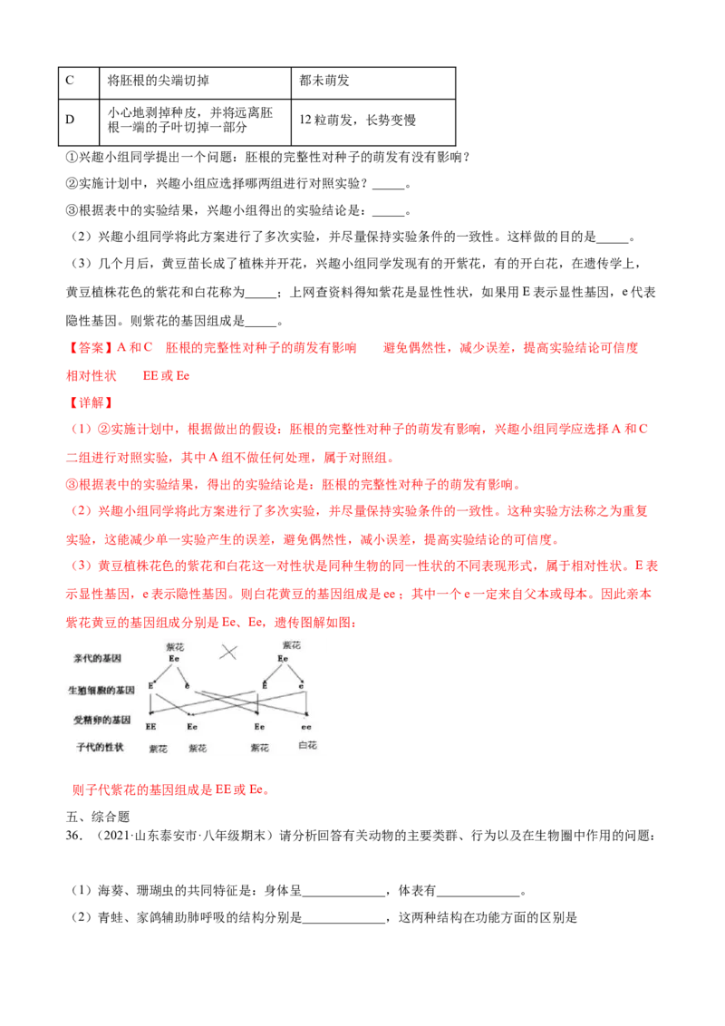 02生物的遗传和变异A卷（解析版）_初中全科电子版试卷练习试题_生物_生物8下练习_人教生物8年级下单元试卷38份_第3套八年级生物下册单元试卷（人教版）06份