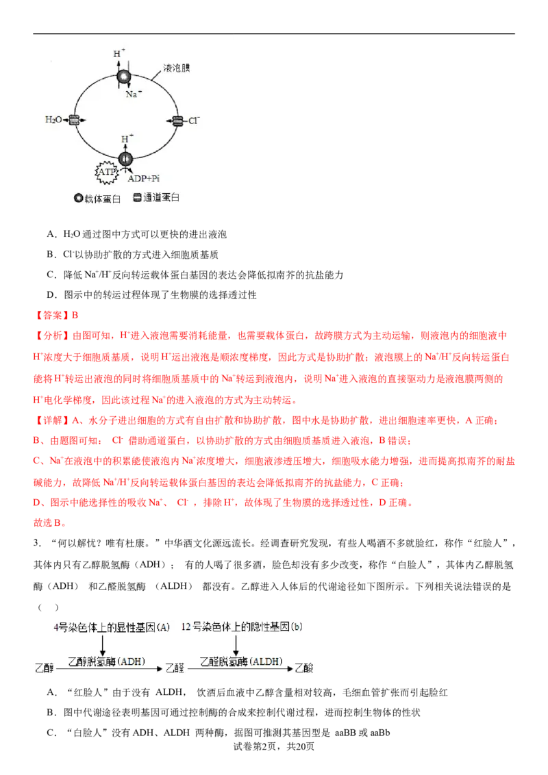 黄金卷05（解析版）_2024年新高考资料_4.2024高考模拟预测试卷_赢在高考&middot;黄金8卷备战2024年高考生物模拟卷（湖南专用）31263208