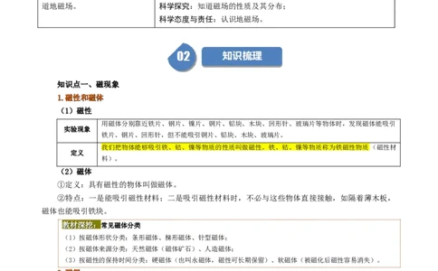 课时20.1磁场磁现象（教师版）_初物_八年级上下册+九年级全一册物理_九年级物理全一册_讲义_2025版