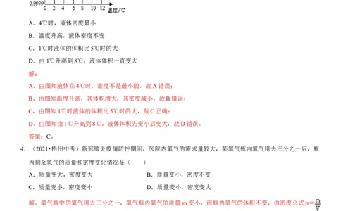 专题11质量测量与密度计算（解析版）-2022年中考物理二轮专项复习核心考点讲解与必刷题型汇编（全国通用）_8、物理总复习_8.中考物理总复习_2022年中考复习资料