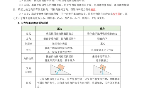 第九章压强（知识清单）教师版_初物_八年级上下册+九年级全一册物理_八年级物理下册_知识清单（更新中）