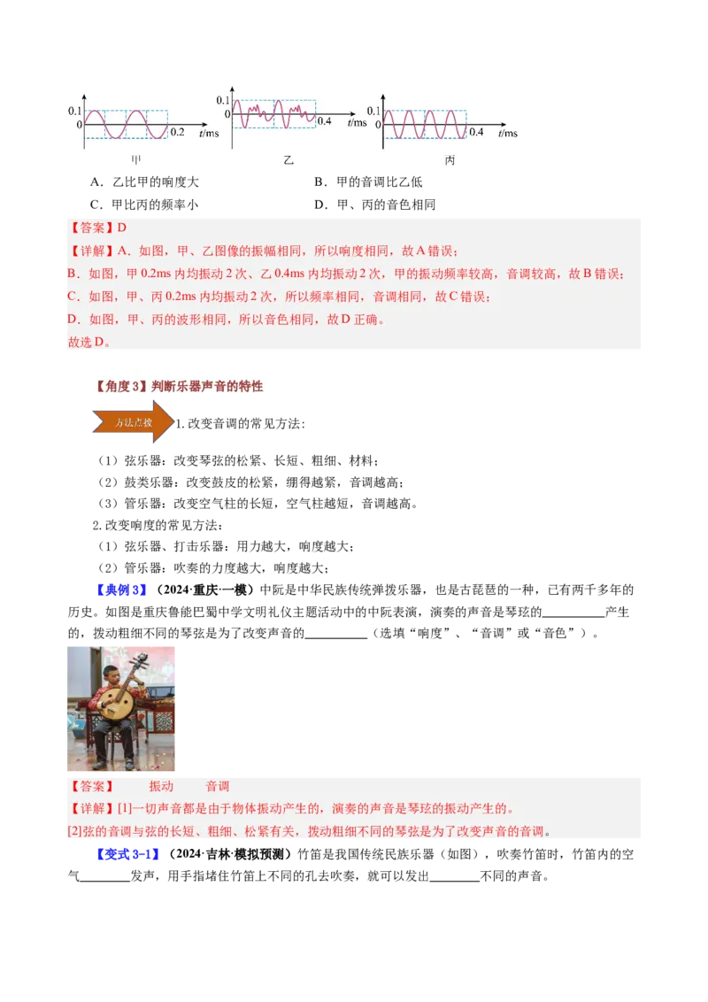 课时2.2声音的特性（教师版）_初物_八年级上下册+九年级全一册物理_八年级物理上册_讲义