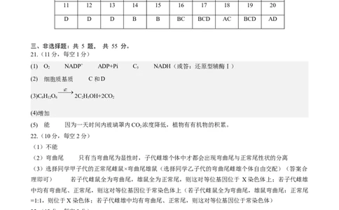 黄金卷04（参考答案）-赢在高考&middot;黄金8卷备战2024年高考生物模拟卷（辽宁专用）_2024年新高考资料_4.2024高考模拟预测试卷