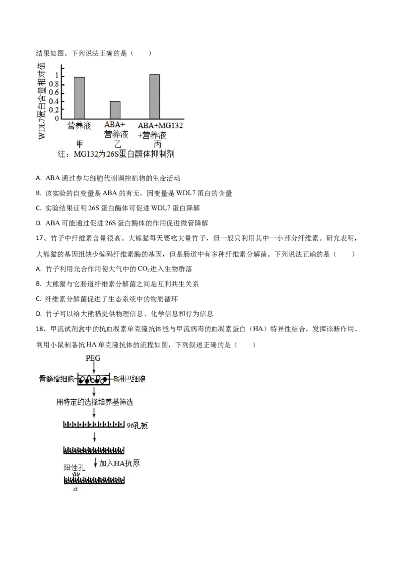 黄金卷07（考试版）-赢在高考&middot;黄金8卷备战2024年高考生物模拟卷（河北专用）_2024年新高考资料_4.2024高考模拟预测试卷