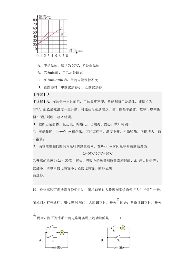 物理（海南）2024年中考第二次物理模拟试卷全解全析_8、物理总复习_2024中考模拟题物理_二模_物理（海南卷）-：2024年中考第二次模拟考试_物理（海南）2024年中考第二次模拟试卷
