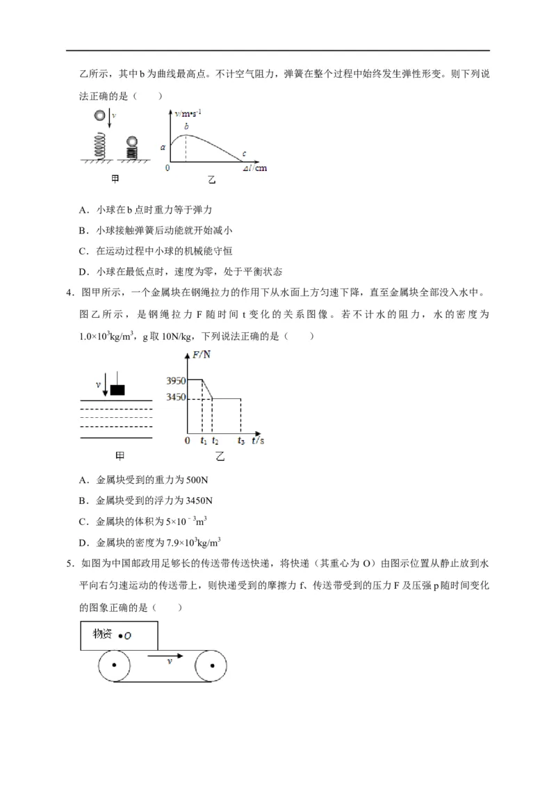 图像题02摩擦力、浮力、功和机械能（原卷版）_8、物理总复习_8.中考物理总复习_2023年中考复习资料_二轮复习_2023年中考物理二轮题型专项复习（全国通用）