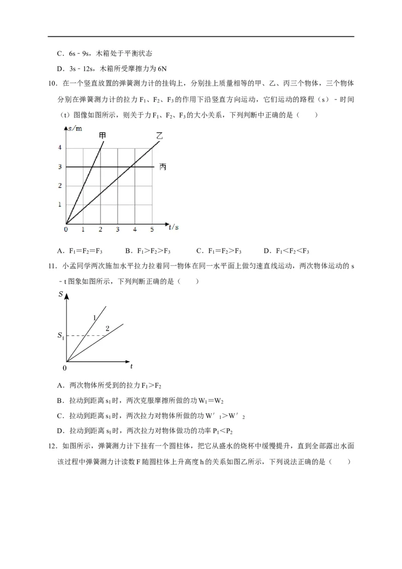图像题02摩擦力、浮力、功和机械能（原卷版）_8、物理总复习_8.中考物理总复习_2023年中考复习资料_二轮复习_2023年中考物理二轮题型专项复习（全国通用）