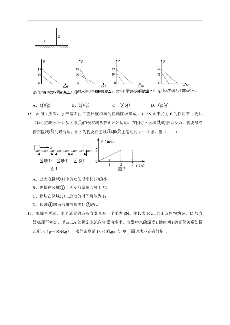图像题02摩擦力、浮力、功和机械能（原卷版）_8、物理总复习_8.中考物理总复习_2023年中考复习资料_二轮复习_2023年中考物理二轮题型专项复习（全国通用）