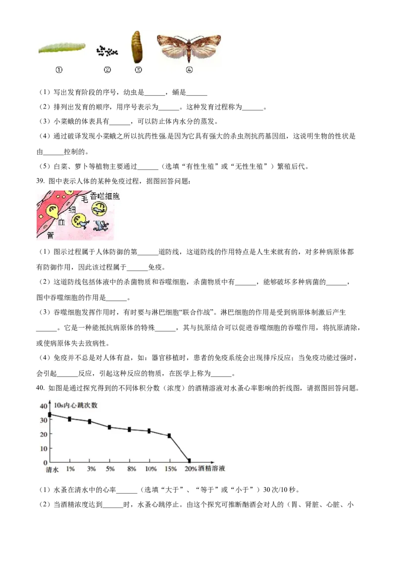 02八年级下学期期末生物试题（原卷版）_初中全科电子版试卷练习试题_生物_生物8下练习_人教生物8年级下期末试卷12份