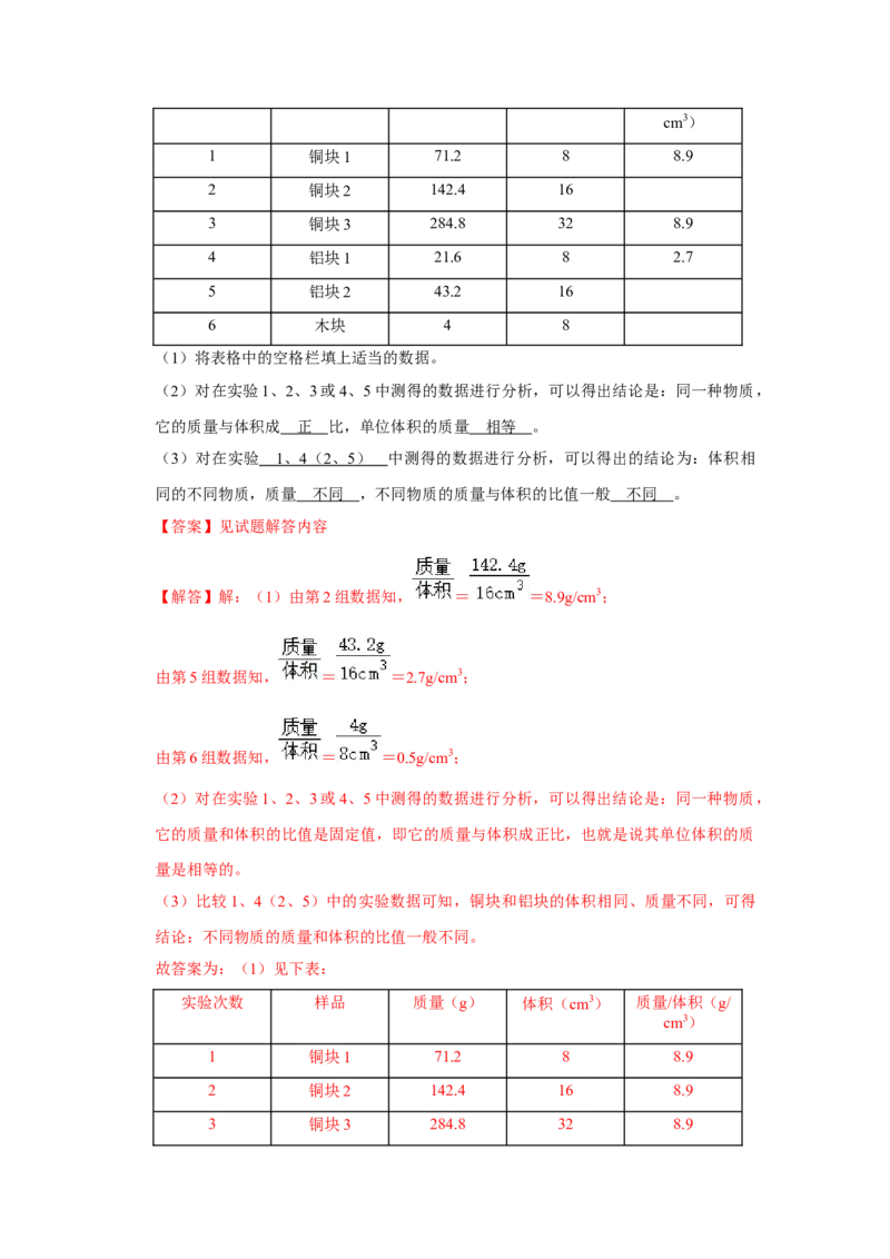 专题13《质量和密度》压轴培优题型训练九大题型（教师版）_初物_八年级上下册+九年级全一册物理_八年级物理上册_压轴题训练