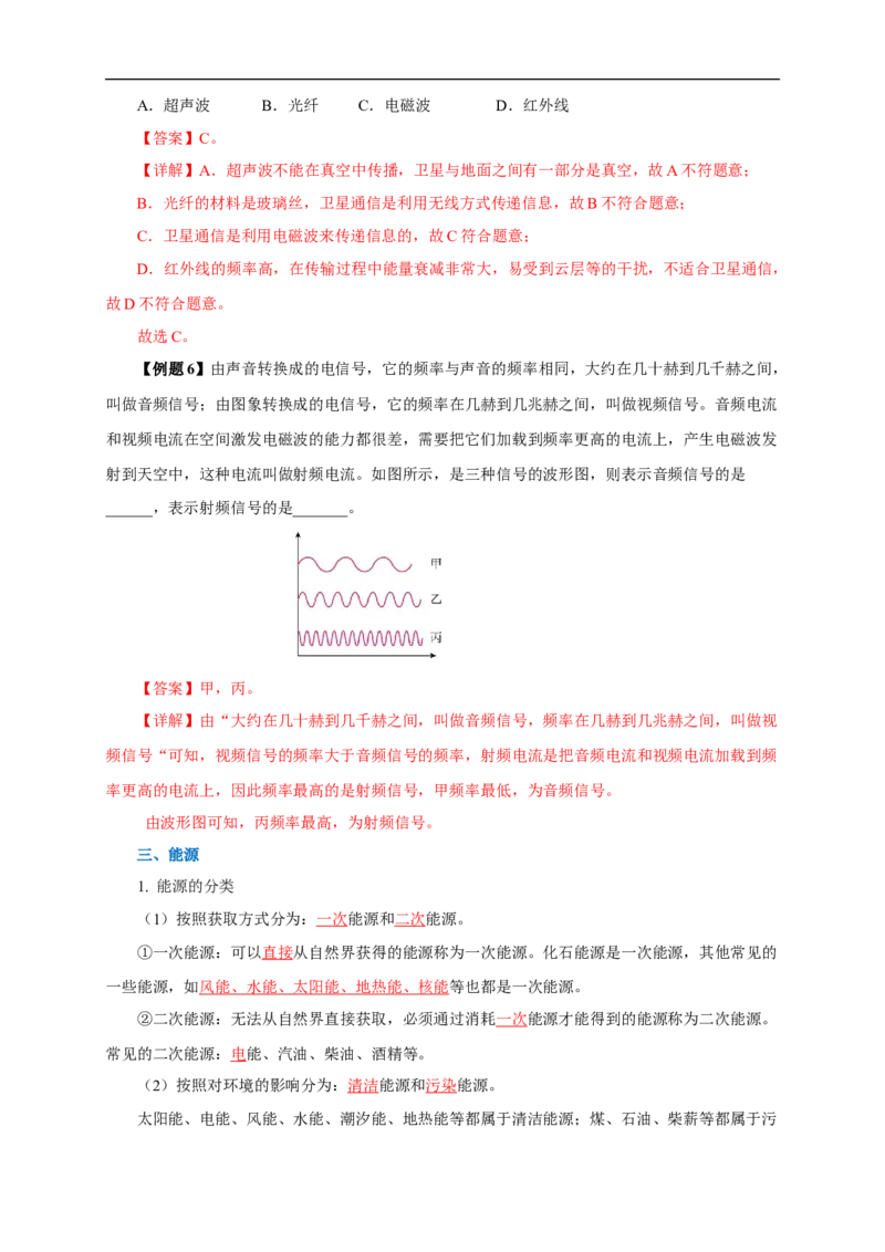 专题20信息的传递能源（知识梳理+典例+练习）(教师版）_8、物理总复习_8.中考物理总复习_2024年中考复习资料_一轮复习资料_完2024年中考物理一轮复习课件+练习_配套练习