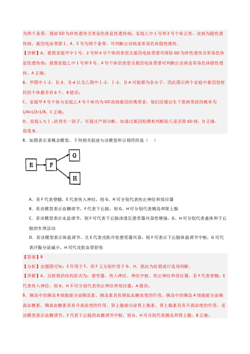 黄金卷03（解析版）-赢在高考&middot;黄金8卷备战2024年高考生物模拟卷（江西专用）_2024年新高考资料_4.2024高考模拟预测试卷