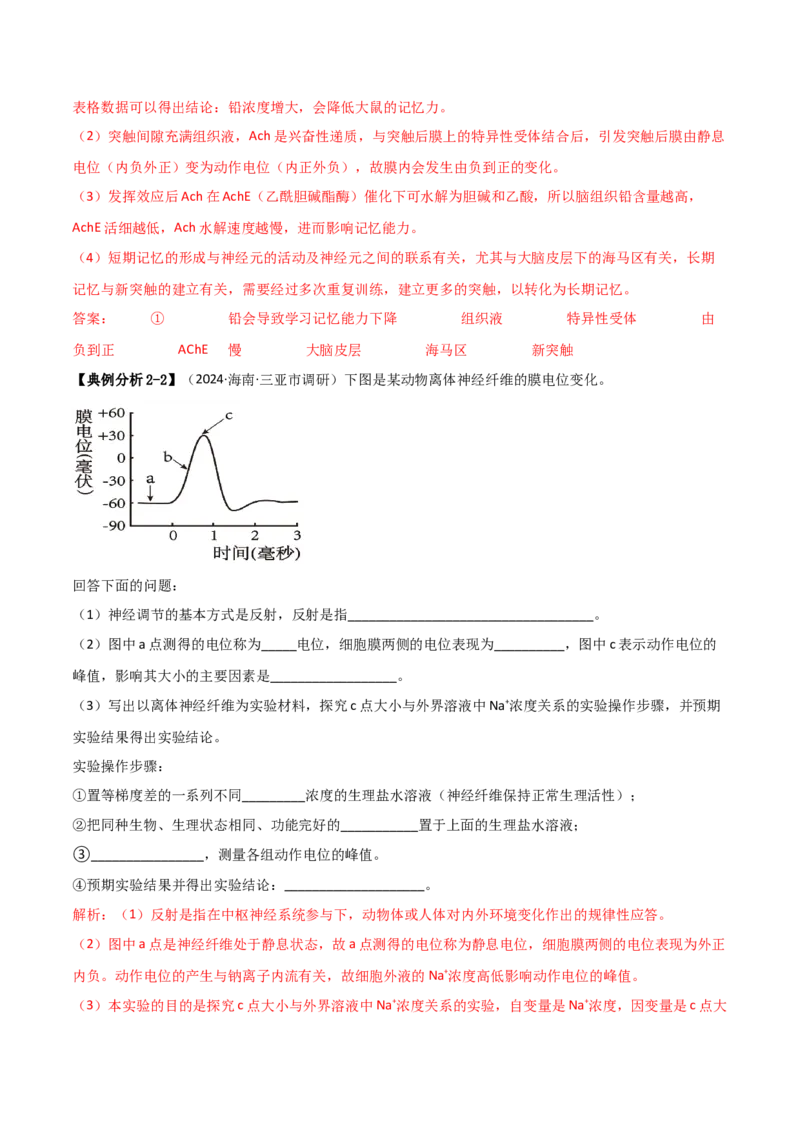 专题09稳态与调节分析（解析版）_2025年新高考资料_二轮复习_2025年高考生物二轮热点题型归纳与变式演练（新高考通用）3404350_专题09稳态与调节分析