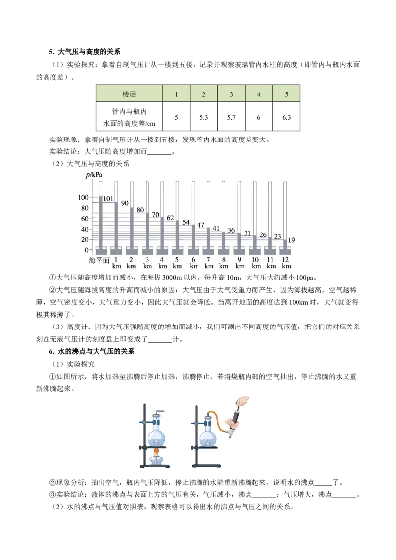 第九章压强（知识清单）学生版_初物_八年级上下册+九年级全一册物理_八年级物理下册_知识清单（更新中）