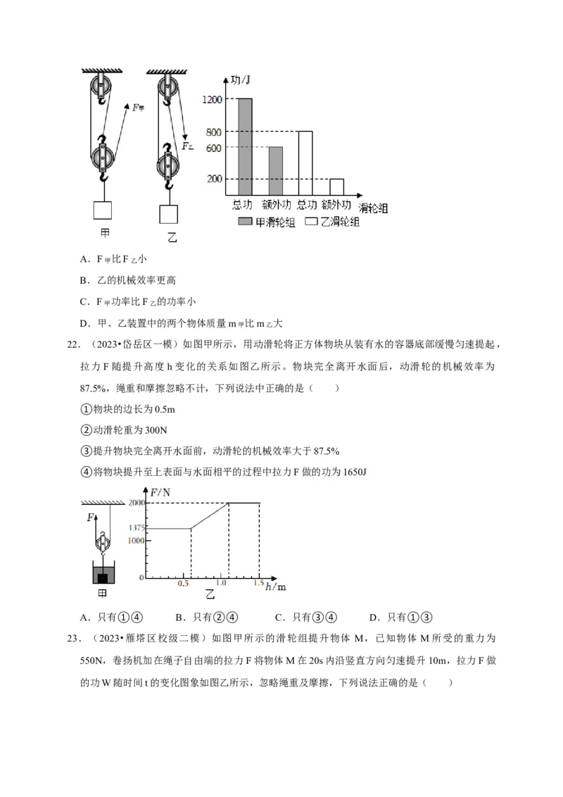 图像题03简单机械、机械效率（原卷版）_8、物理总复习_2024年中考复习资料_二轮复习_（讲义+练习）2024年中考物理二轮题型专项复习