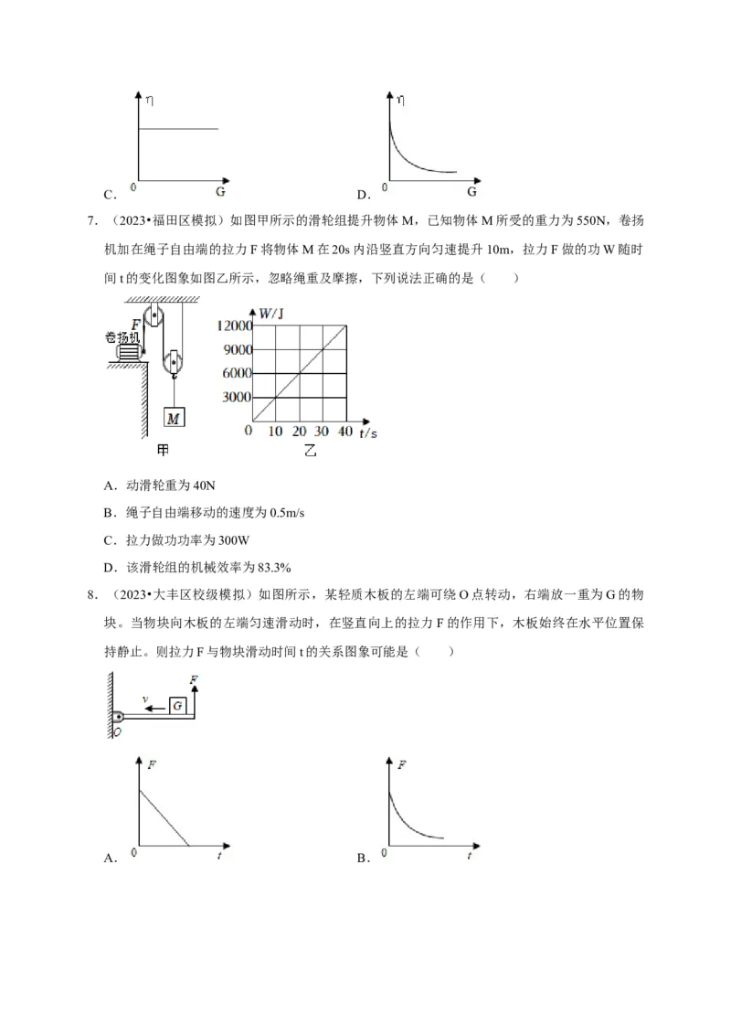 图像题03简单机械、机械效率（原卷版）_8、物理总复习_2024年中考复习资料_二轮复习_（讲义+练习）2024年中考物理二轮题型专项复习