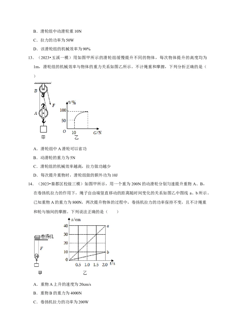 图像题03简单机械、机械效率（原卷版）_8、物理总复习_2024年中考复习资料_二轮复习_（讲义+练习）2024年中考物理二轮题型专项复习